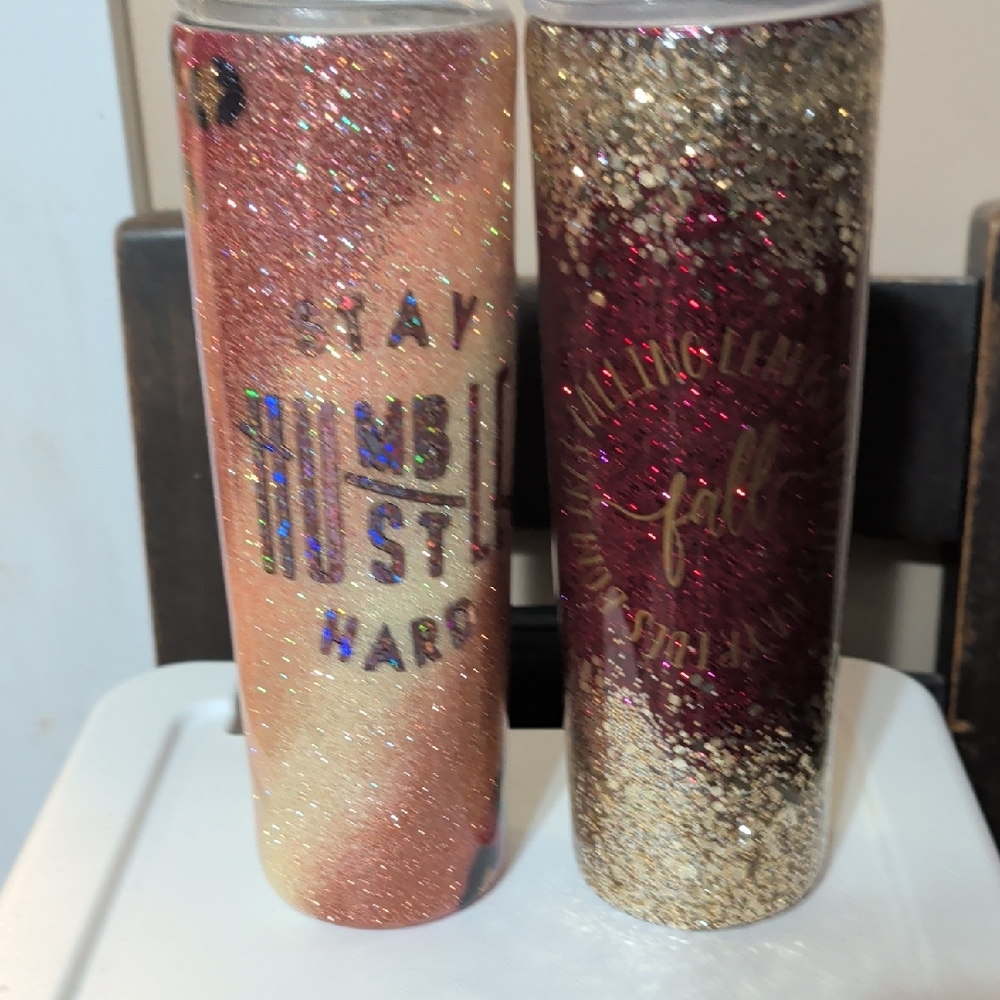 Glitter Tumbler Set - Pink and Gold